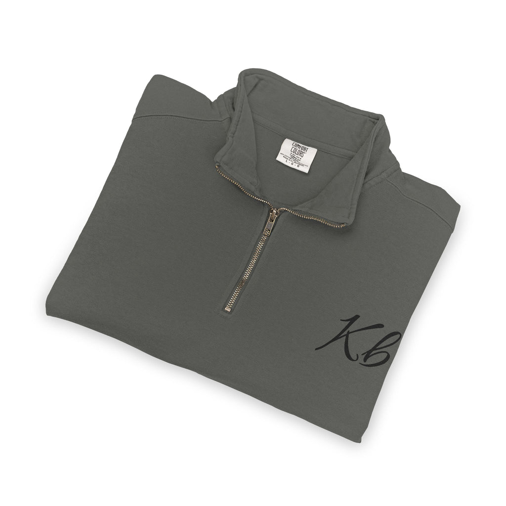 Sweatshirt Quart de Zip Brodé «KB» — Pull Monogramme Décontracté