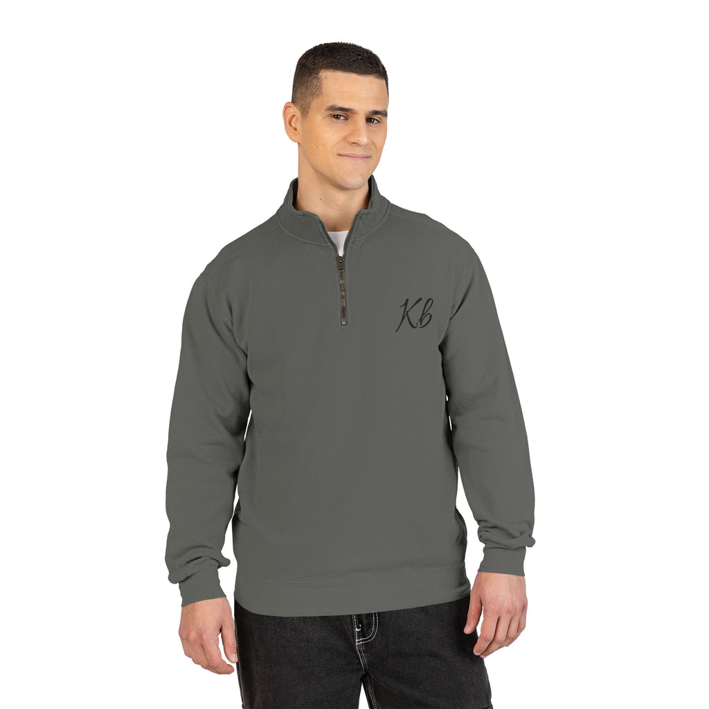 Sweatshirt Quart de Zip Brodé «KB» — Pull Monogramme Décontracté