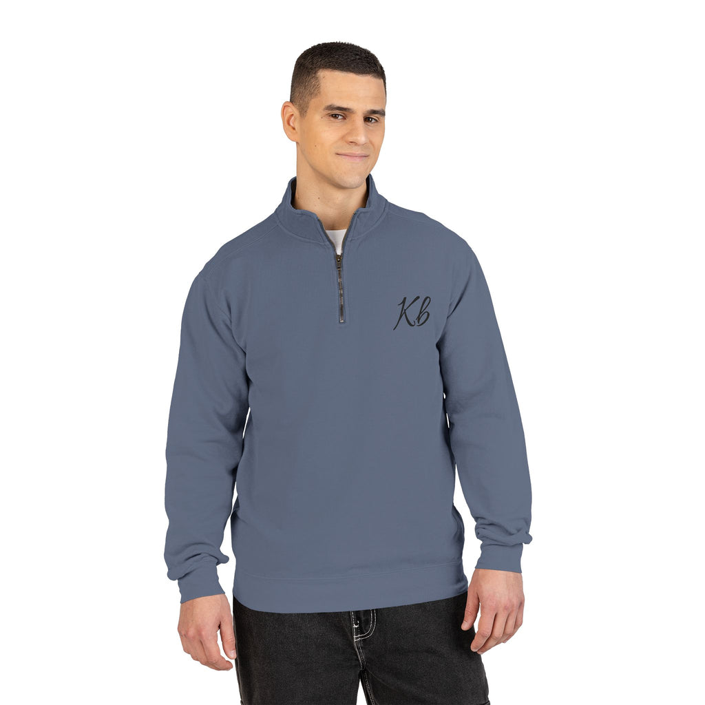 Sweatshirt Quart de Zip Brodé «KB» — Pull Monogramme Décontracté