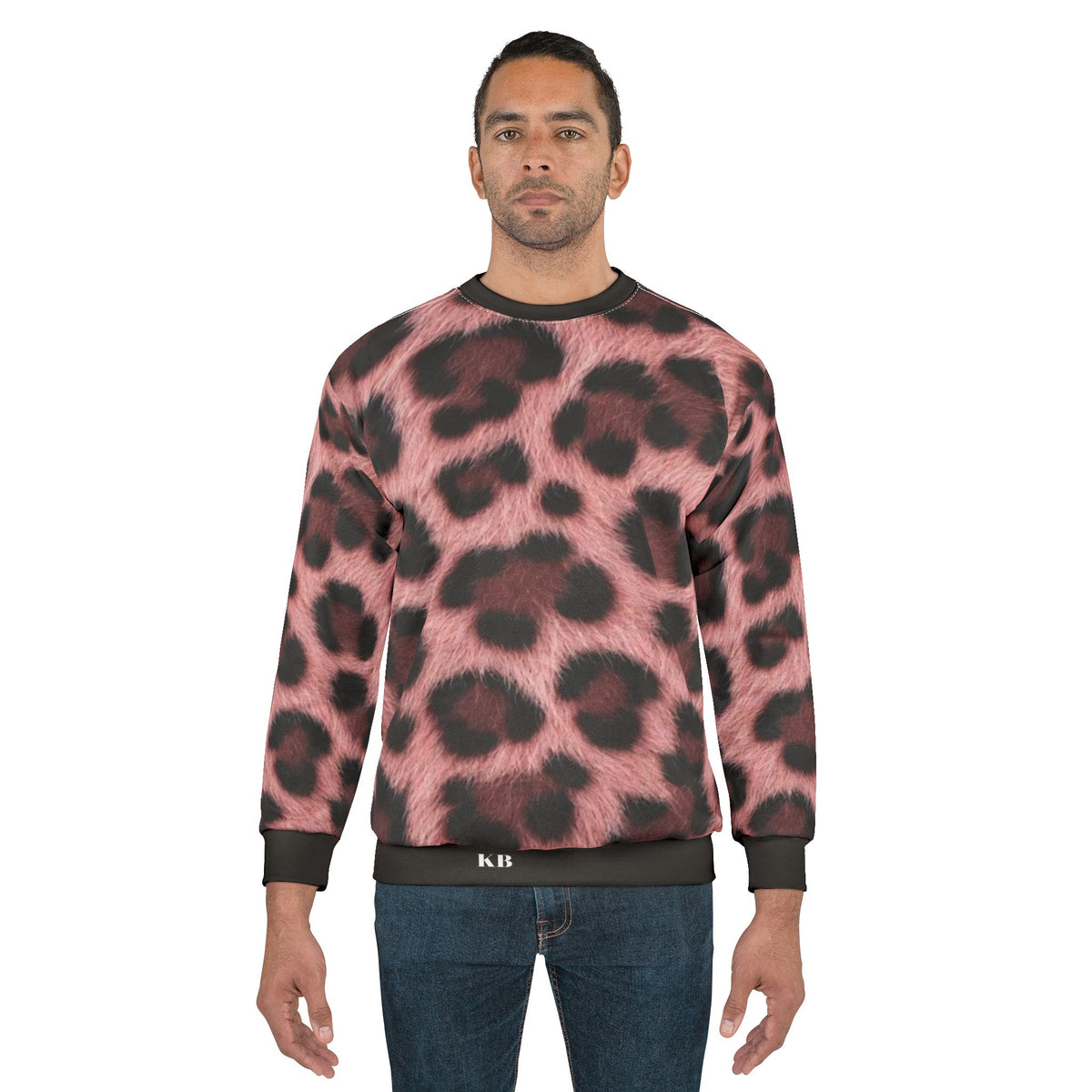 Sweatshirt Imprimé Léopard Rose — All-Over Imprimé Col Rond