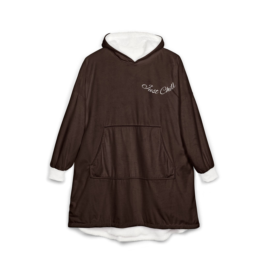 Plaid à Capuche Chocolat «Stay Cozy» — Couverture Polaire Oversize