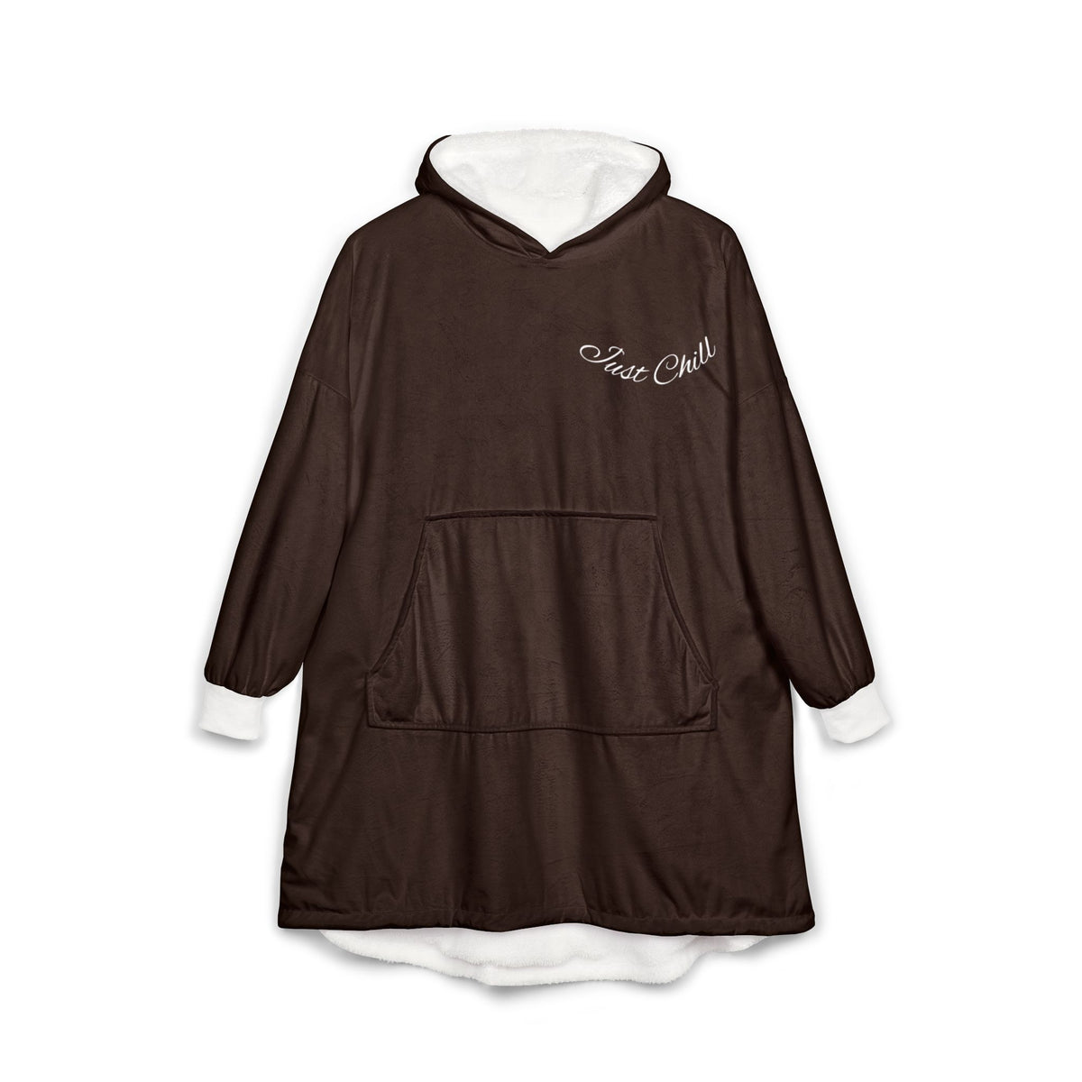 Plaid à Capuche Chocolat «Stay Cozy» — Couverture Polaire Oversize