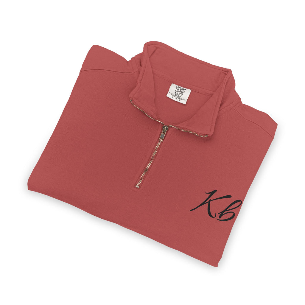 Sweatshirt Quart de Zip Brodé «KB» — Pull Monogramme Décontracté