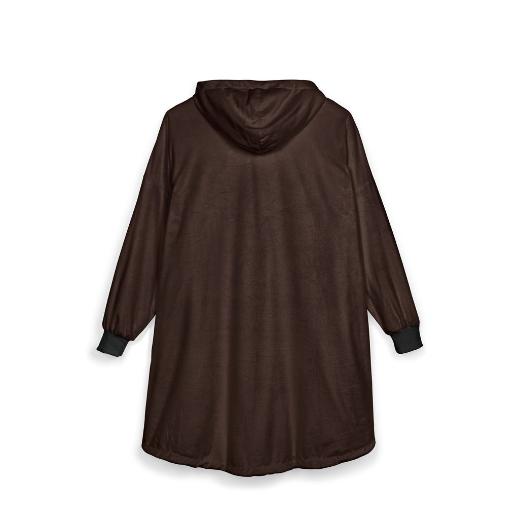 Plaid à Capuche Chocolat «Stay Cozy» — Couverture Polaire Oversize