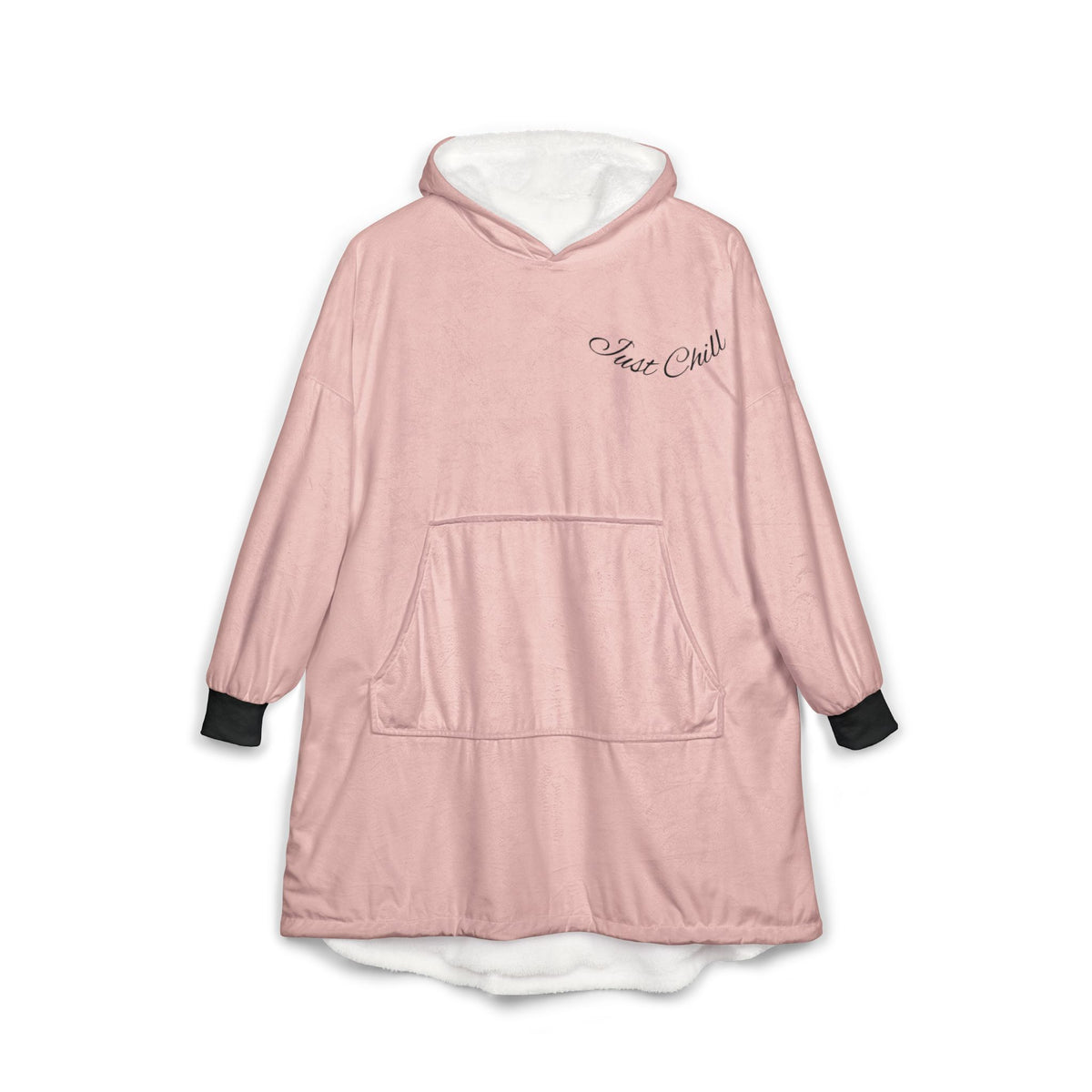 Plaid à Capuche — Couverture Polaire Oversize Rose Script