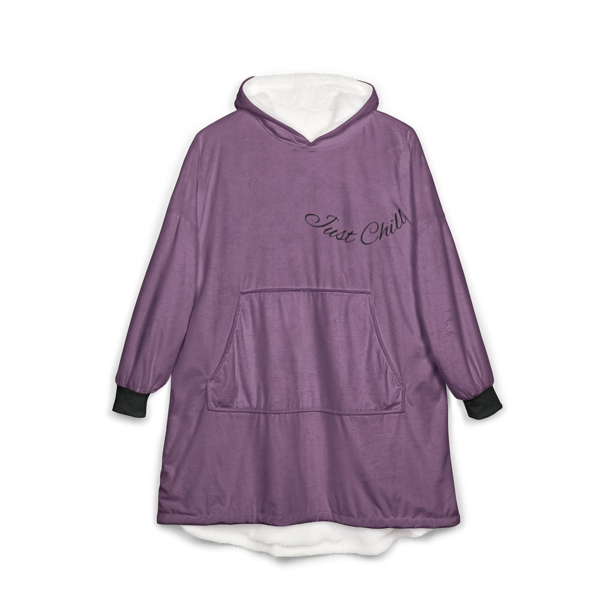 Plaid à Capuche «Just Chill» — Couverture Polaire Oversize Prune