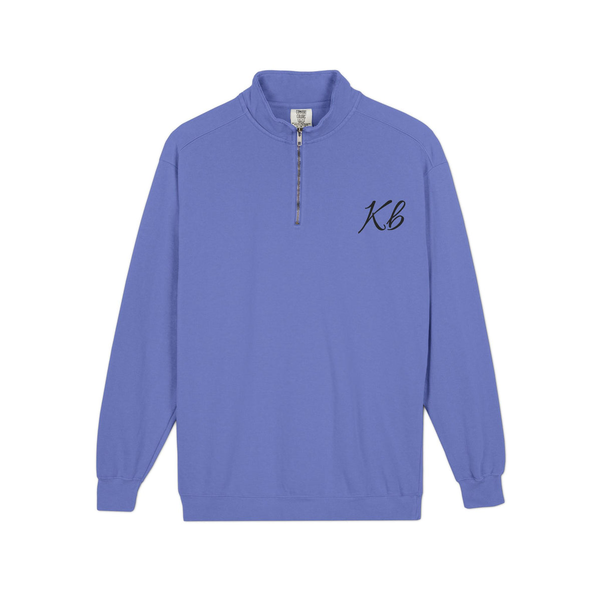 Sweatshirt Quart de Zip Brodé «KB» — Pull Monogramme Décontracté