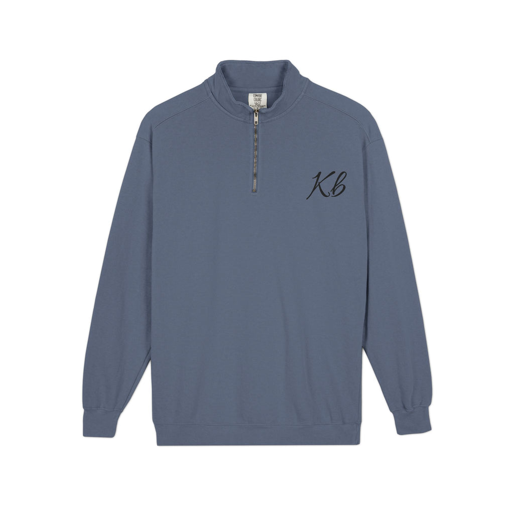 Sweatshirt Quart de Zip Brodé «KB» — Pull Monogramme Décontracté