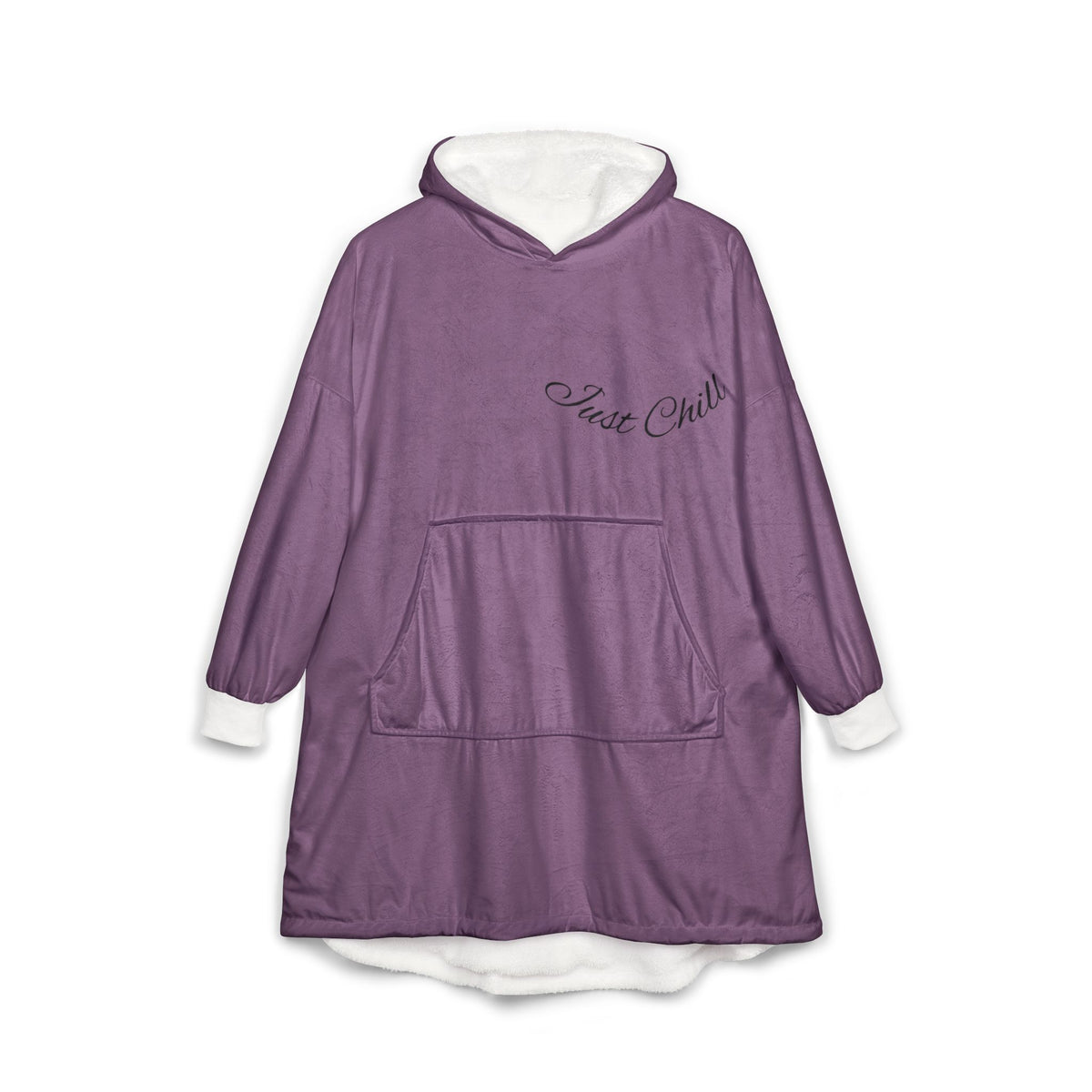 Plaid à Capuche «Just Chill» — Couverture Polaire Oversize Prune