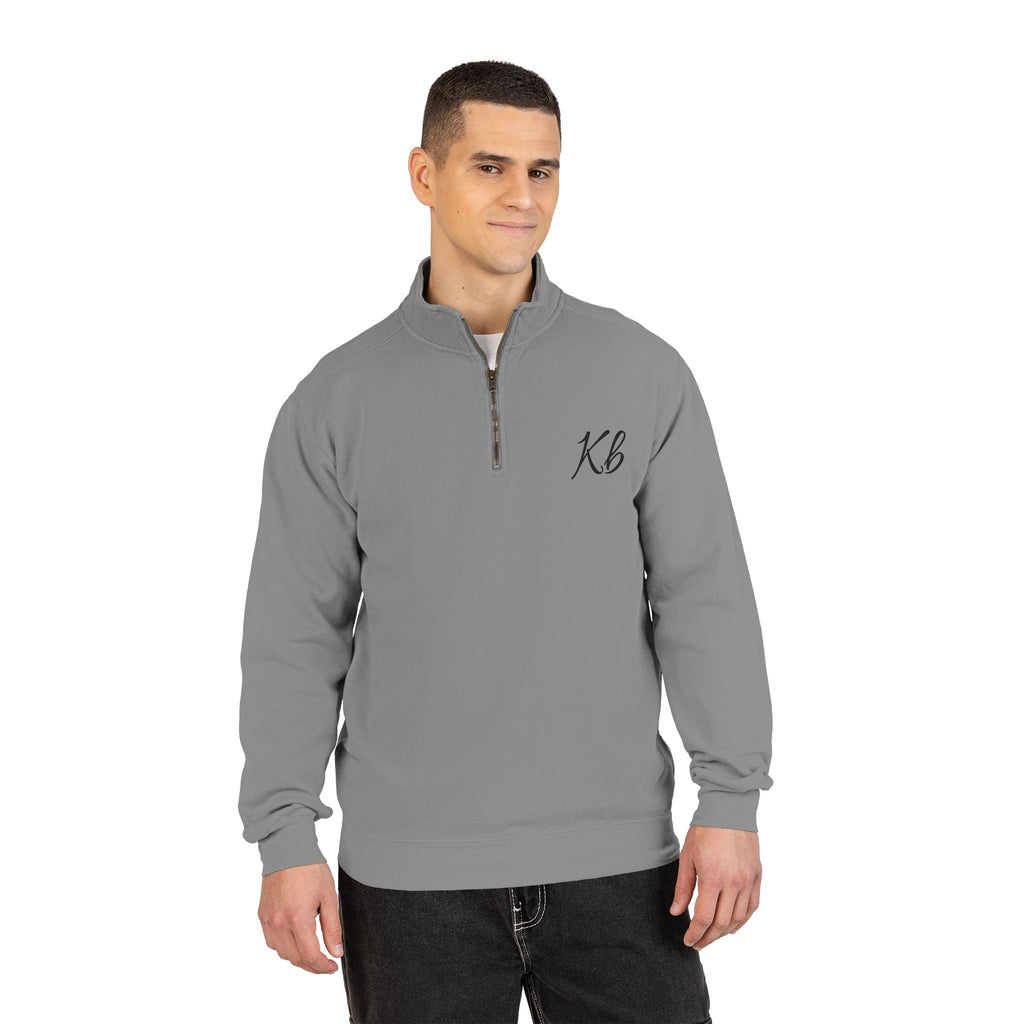Sweatshirt Quart de Zip Brodé «KB» — Pull Monogramme Décontracté