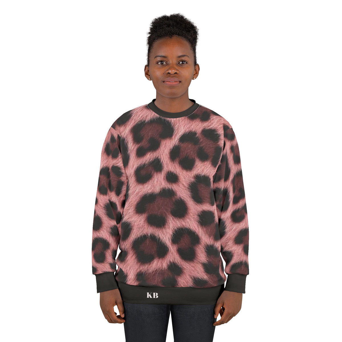 Sweatshirt Imprimé Léopard Rose — All-Over Imprimé Col Rond