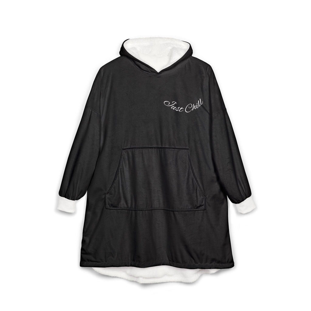 Plaid à Capuche «Stay Chill» — Couverture Polaire Oversize Noir