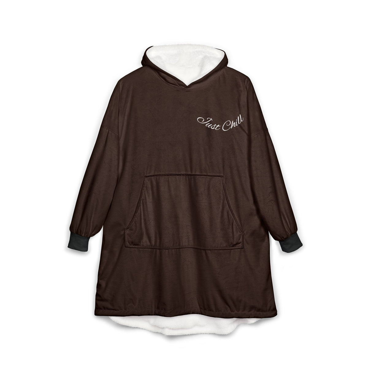 Plaid à Capuche Chocolat «Stay Cozy» — Couverture Polaire Oversize