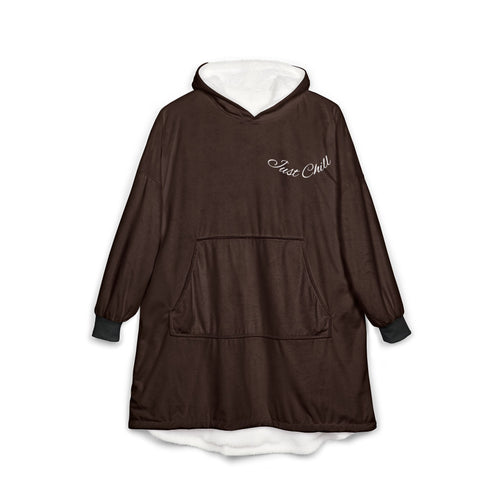 Plaid à Capuche Chocolat «Stay Cozy» — Couverture Polaire Oversize