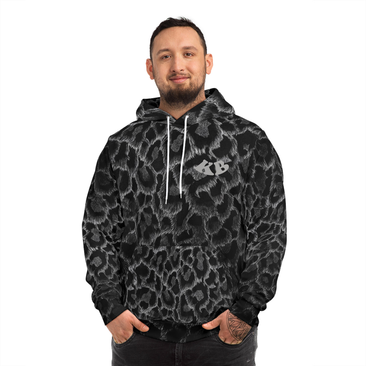 Sweat à Capuche Imprimé Léopard Noir — All-Over Print
