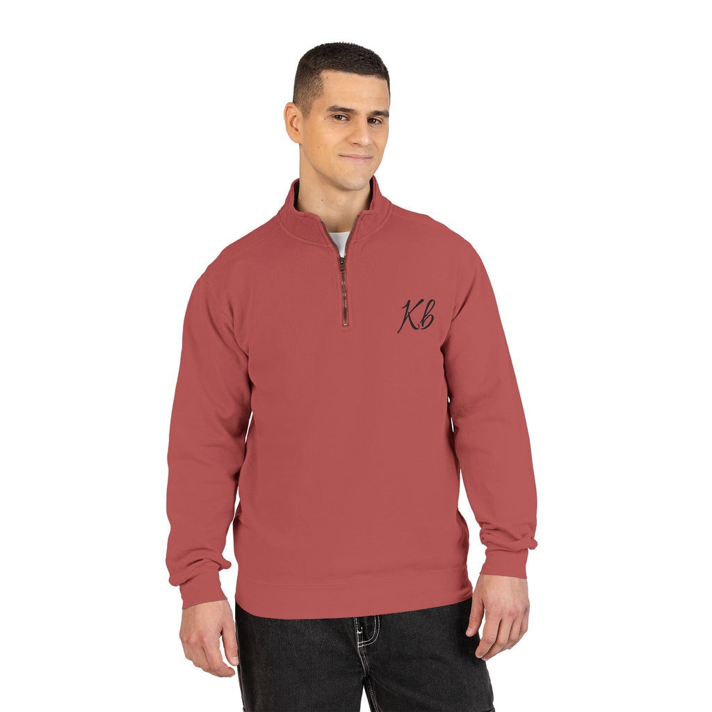 Sweatshirt Quart de Zip Brodé «KB» — Pull Monogramme Décontracté