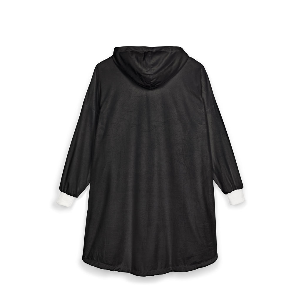 Plaid à Capuche «Stay Chill» — Couverture Polaire Oversize Noir