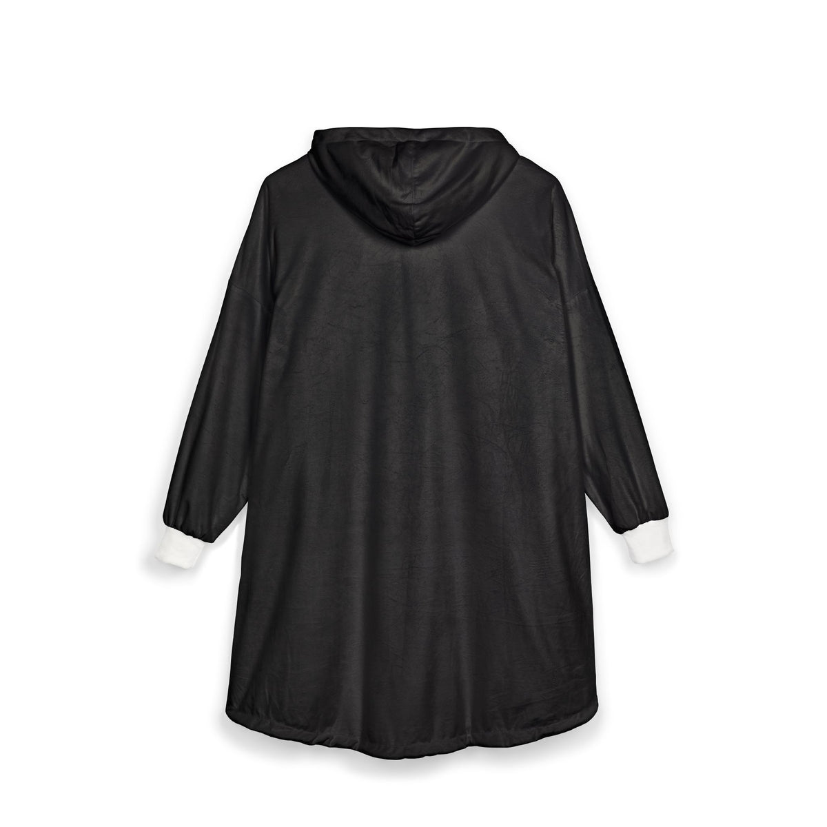 Plaid à Capuche «Stay Chill» — Couverture Polaire Oversize Noir
