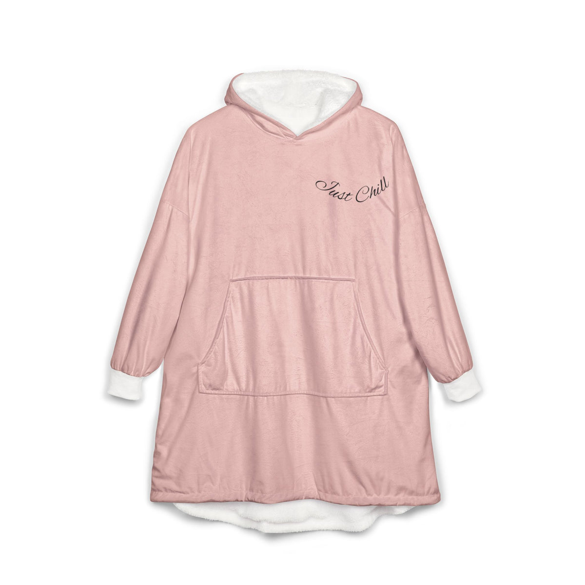 Plaid à Capuche — Couverture Polaire Oversize Rose Script