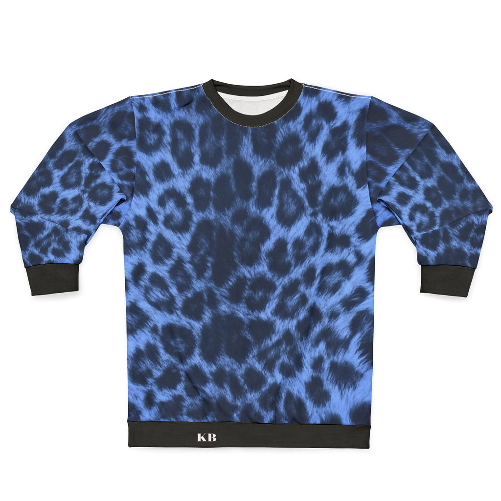 Blue Leopard Print Sweatshirt – All-Over Print Cozy Pullover